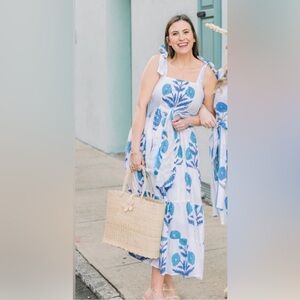 Victoria Dunn King Street Midi Dress in Azalea Blue Floral